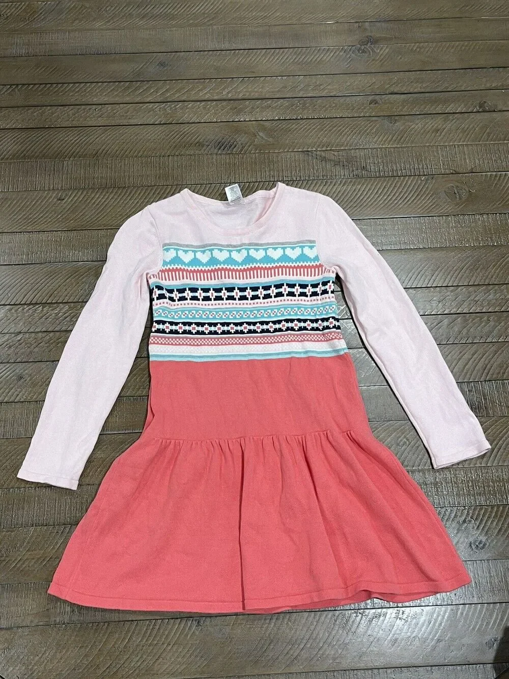 Gymboree “SNOWFLAKE FUN” Cotton CORAL Fair-Isle SWEATER DRESS Size 10